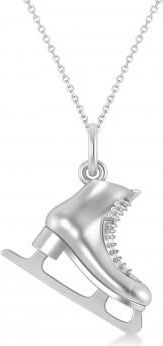 Allurez Ice Skate Charm Pendant Necklace 14K White Gold