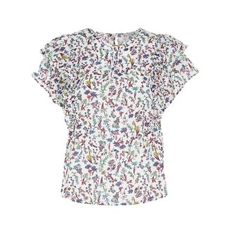 Tommy Hilfiger Overhemden, Dames, Veelkleurig, S, Bloemen Ruche Blouse