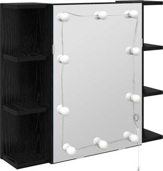 vidaXL Armario De Espejo Con Estante Roble Negro 70 X 16,5 X 60 Cm Vidaxl