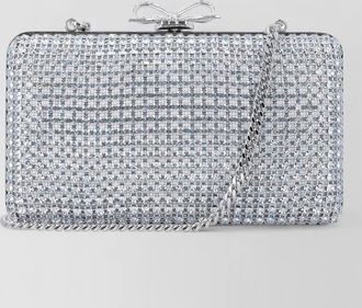 Self Portrait crystal bow clutch bag chain strap