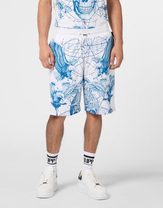 Philipp Plein Fleece Shorts Tattoo Tattoo Men in Offwhite at Nordstrom, Size Xx-Large