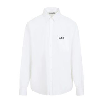 Balenciaga Formal Shirts, male, White, Size: L Large Fit Shirt