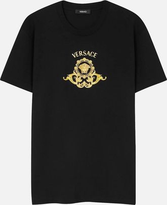 Versace Mens Medusa Crest T-Shirt Black - Size: 38
