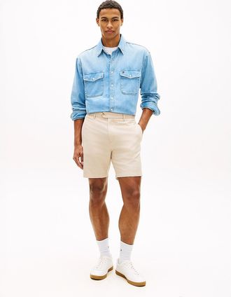 Tommy Hilfiger Mens Regular Fit 7 Cotton-Linen Blend Short - Casablanca - 38