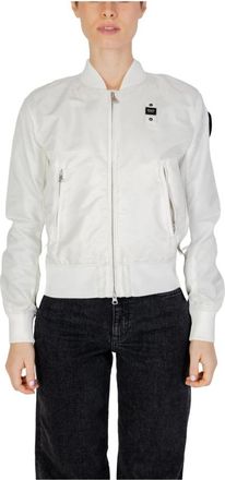 Blauer Zip-Up Jack met Zakken aan de Voorkant - Dames - Bomber jackets - Wit - XS - Polyester - Jassen