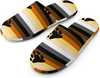 Generic Gay Bear Flag Mens Cozy Memory Foam Slippers Warm Cotton House Shoes Comfy Slipper for Indoor Outdoor