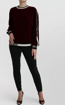 Dolce & Gabbana velvet striped crew neck long-sleeve sweatshirt