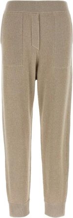 Brunello Cucinelli Broeken, Dames, Geel, XS, Polyester, Sparkling Cashmere Engelse Rib Gebreide Broek