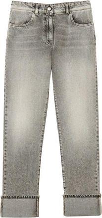 Twin-Set Straight Fit Jeans met Omgeslagen Pijpen - Dames - Regular Fit Jeans - Grijs - W29 - Katoen - Jeans