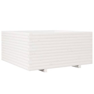 Berkfield Home Garden Planter White 100x100x49.5 cm Solid Wood Pine