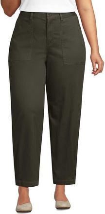 Lands End High Rise Barrel Leg Chino Pants in Forest Moss at Nordstrom, Size 18W