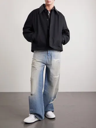 Amiri Straight-Leg Distressed Studded Jeans