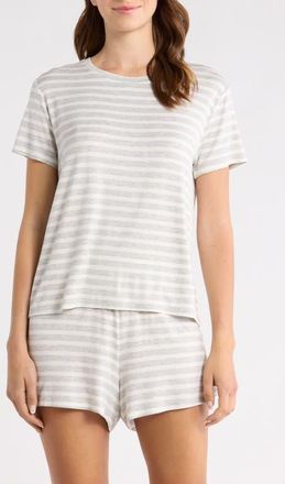 Nordstrom Jersey Shortie Pajamas in Grey - Ivory Belle Stripe at Nordstrom, Size X-Small