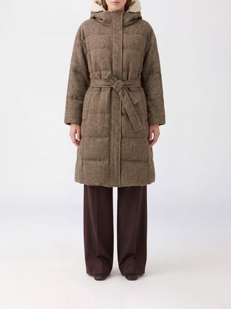 Brunello Cucinelli Long Virgin Wool Puffer Coat with Shearling Hood