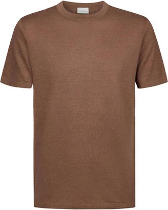 Profuomo T-Shirt Crew Neck SS - Heren - Ronde hals truien - Bruin - 2XL - Truien & Vesten