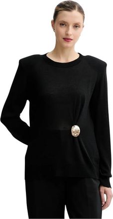 Simona Corsellini Trui met ronde hals - Dames - Ronde hals truien - Zwart - XL - Wol - Truien & Vesten