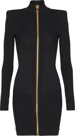 Balmain Korte gebreide jurk - Dames - Kleedjes - Zwart - L - Leer - Kleedjes