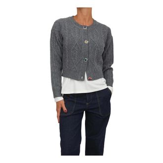 Liu Jo Wollen vest met strass-knopen - Dames - Vesten - Grijs - M - Wol - Truien & Vesten