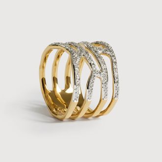 Monica Vinader Gold Riva Waterfall Cocktail Diamond Ring Diamond