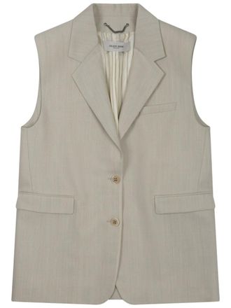 Golden Goose Beige Solid Notched Lapel Jacket