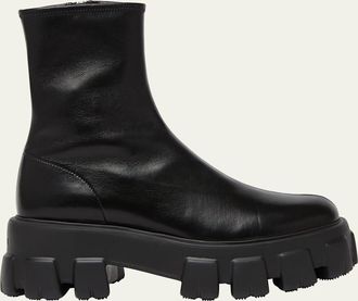 Prada Monolith Leather Chelsea Booties