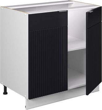 Vicco Armario Bajo Para Fregadero Fame-line, Rayas Negras, 80 Cm Con Estante, Et Roble Vicco