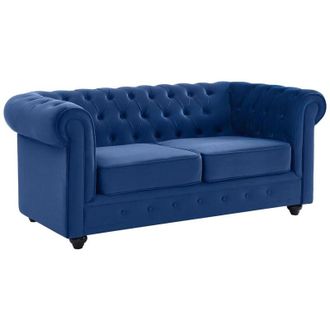 Vente-Unique Vente-unique - Divano 2 posti Velluto Blu reale - chesterfield