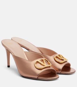 Valentino Garavani VLogo metallic leather mules