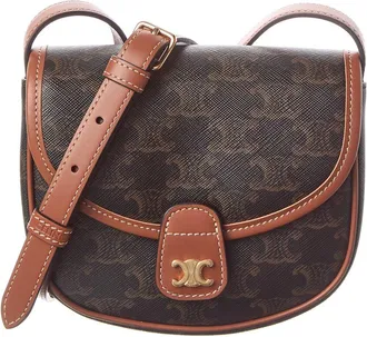 Celine Celine Besace Mini Triomphe Coated Canvas & Leather Crossbody