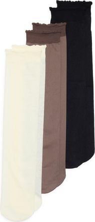 Nordstrom Rack Assorted 3-Pack Sheer Anklet Socks in Beige/Ivory/Black Multi at Nordstrom Rack, Size 9/11