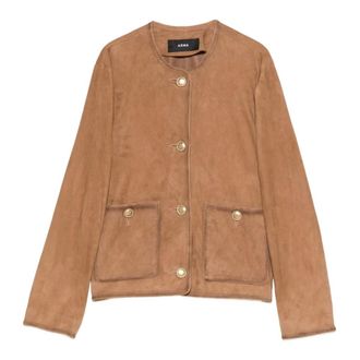 Arma Light Jackets, female, Beige, L, Sogno Suede Round Neck Jacket