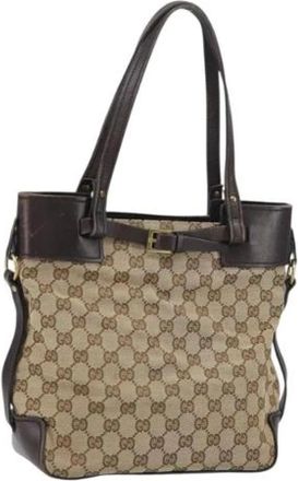 Gucci Pre-owned Handbags, female, Beige, Size: ONE SIZE Pre-owned Canvas Handbag