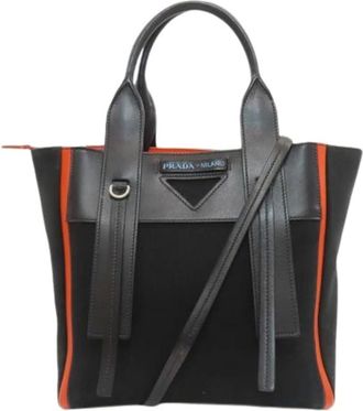 Prada Pre-owned Handbags, female, Black, Size: ONE SIZE Pre-owned Vintage Canvas Handbag