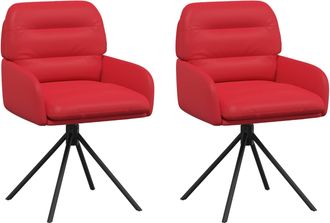 vidaXL Sillas De Comedor Giratorias 2 Uds. Cuero Sint&eacute;tico Rojo Vidaxl