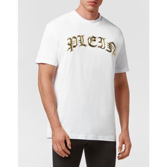 Philipp Plein T-Shirt Round Neck Ss Gothic Plein Men in White/gold at Nordstrom, Size Xxx-Large