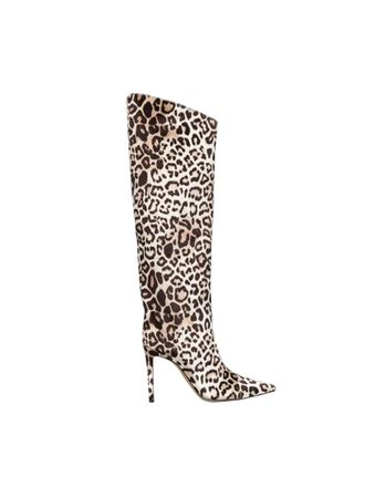 Generic Womens Patent Leather High Heel Boots Print Knee Popular Party Boots