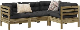 vidaXL Juego De Sof&aacute;s Jard&iacute;n 4 Pzas Con Cojines Madera Pino Impregnada Vidaxl