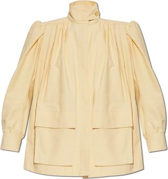 Chloé Jassen, Dames, Geel, S, Katoen, Oversized jas met opstaande kraag