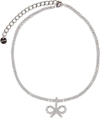 Self Portrait Crystal Bow Tennis Ketting - Dames - Kettingen - Grijs - ONE Size - Accessoires