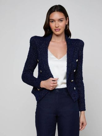 L'agence Bethany Knit Blazer In Midnight/nickel