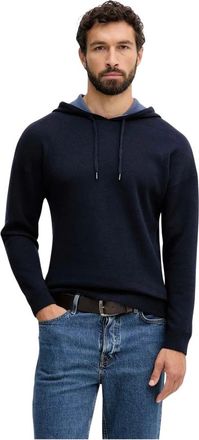 Benetton Gebreide Hoodie - Heren - Truien - Blauw - Maat: S Katoen