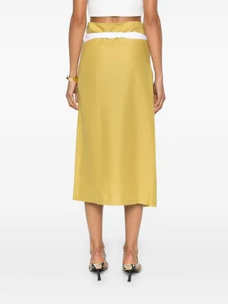 Fabiana Filippi Linen Wrap Midi Skirt - Yellow