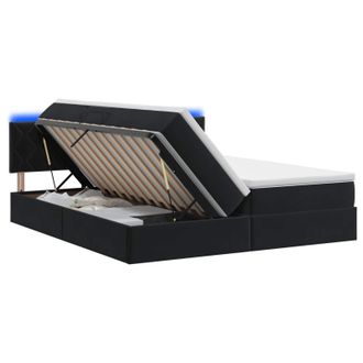vidaXL Cama De Almacenamiento Led Con Colch&oacute;n Negro 180 X 200 Cm Vidaxl