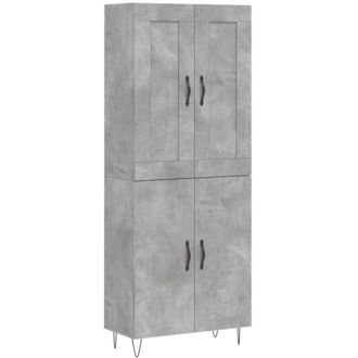 vidaXL Highboard Concrete Grey 69.5x34x180 cm Engineered Wood Vidaxl