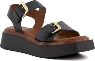 Dune London Womens Ladies LOELLS Casual Flatform Sandals - Black Leather (archived) - Size UK 7