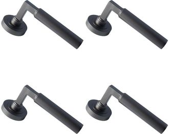 Loops 4x PAIR Straight Round Bar Handle on Round Rose Concealed Fix Matt Bronze