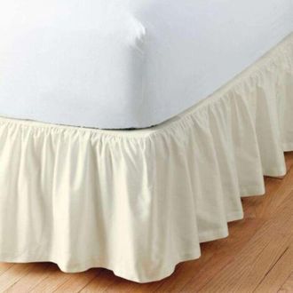 OEM Falda De Cama Con Volantes, Falda De Cama, Falda De Cama De Poli&eacute;ster, Falda De Cama De Tres Lados (beige, 135 X 200 Cm - Altura 38 Cm)