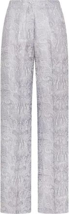 Seventy Pantalon van geborduurd organza - Dames - Wijde Broeken - Blauw - XS - Organza - Broeken