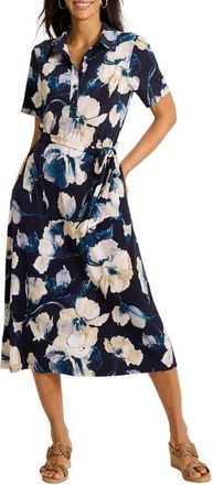 Tommy Bahama Carmela Beleza Blossom Tie Belt UPF 30+ Shirtdress in Coastline at Nordstrom, Size X-Small