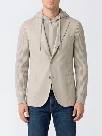 Eleventy Hooded Knit Wool Blazer with Notch Lapels